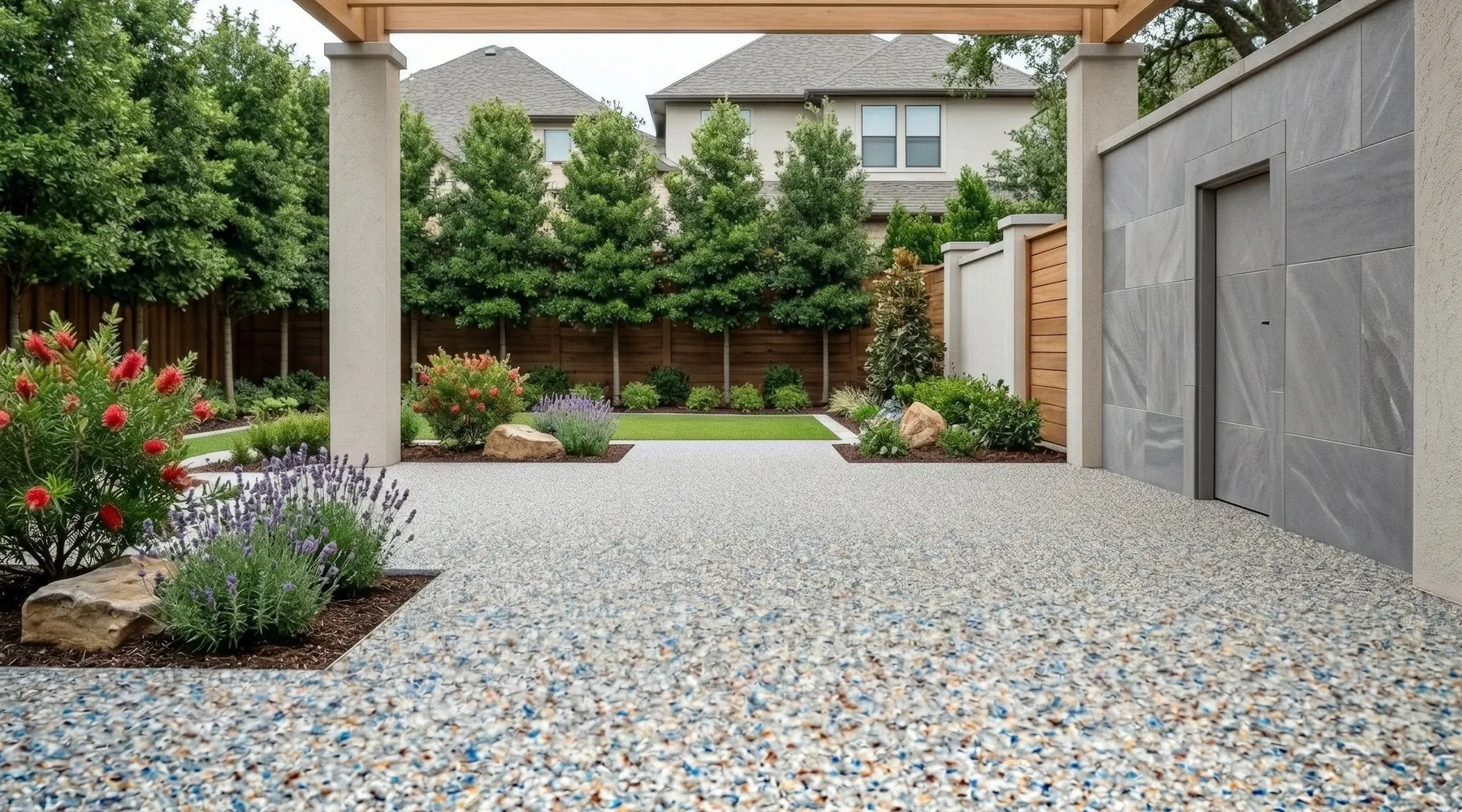 TPV rubber surfacing for a Melissa, Texas covered patio and outdoor living area